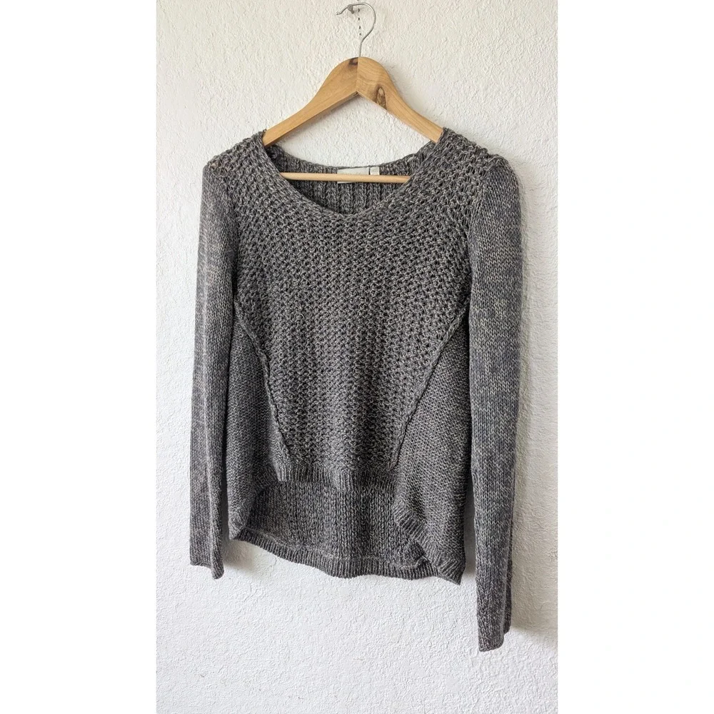 RD Style‎ Womens Grey Marled Chunky Knit V-Neck High-Low Sweater Medium